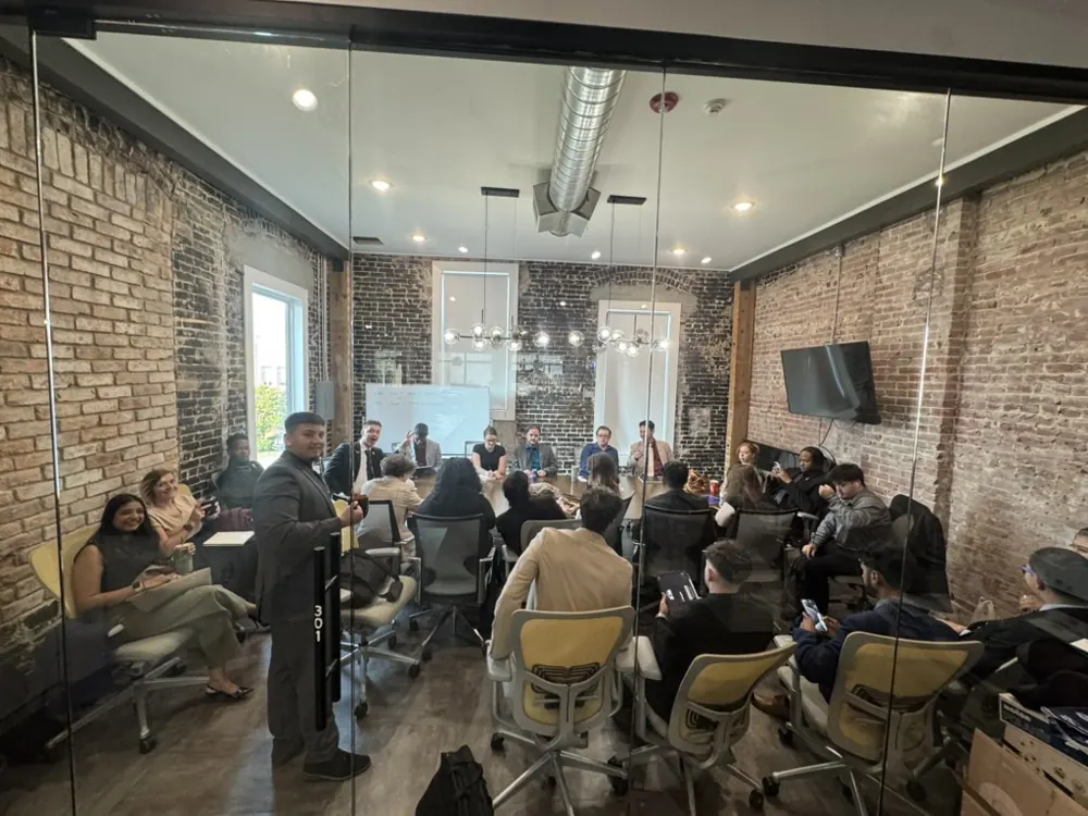 The glass-walled conference room at Crescent