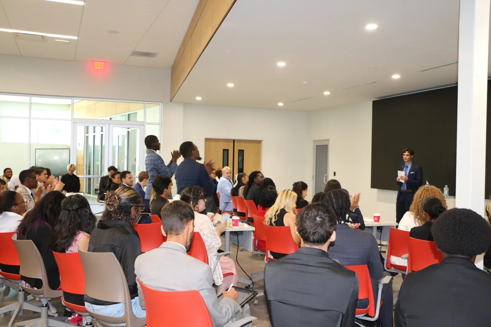 A full room of Crescent recruits at a campaign briefing