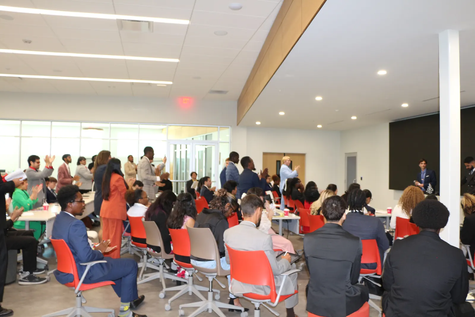 A room of Crescent recruits at a campaign kickoff